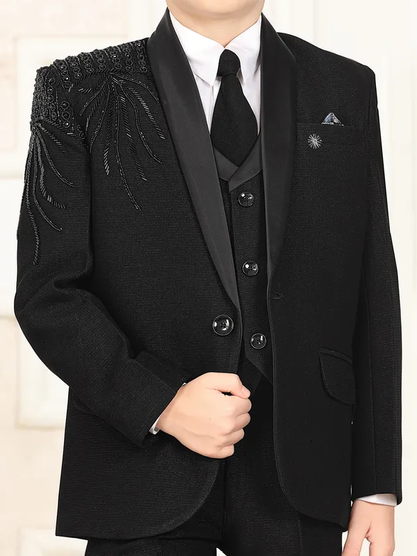 Black terry rayon boys coat suit for wedding