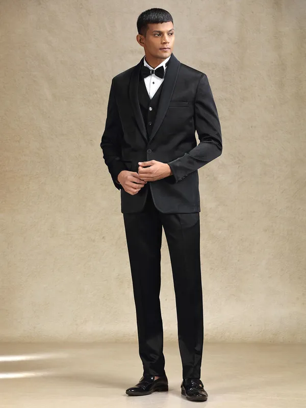 Black terry rayon coat suit for party wear