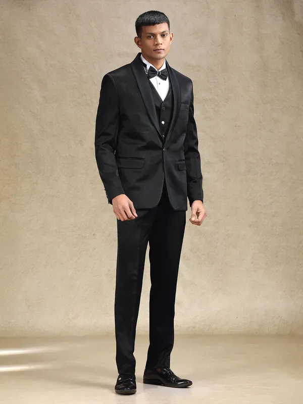 Black terry rayon coat suit for party wear