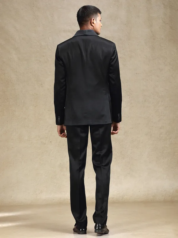 Black terry rayon coat suit for party wear