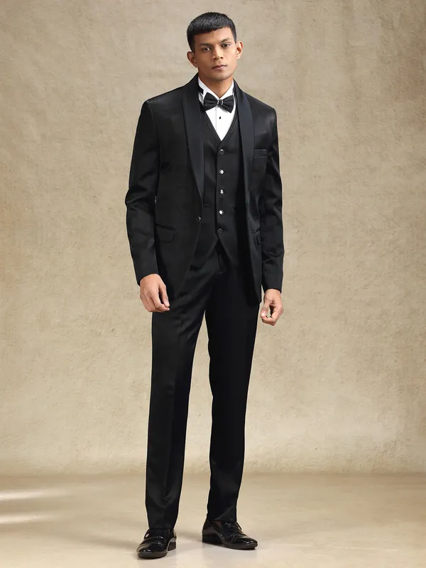 Black terry rayon coat suit for party wear