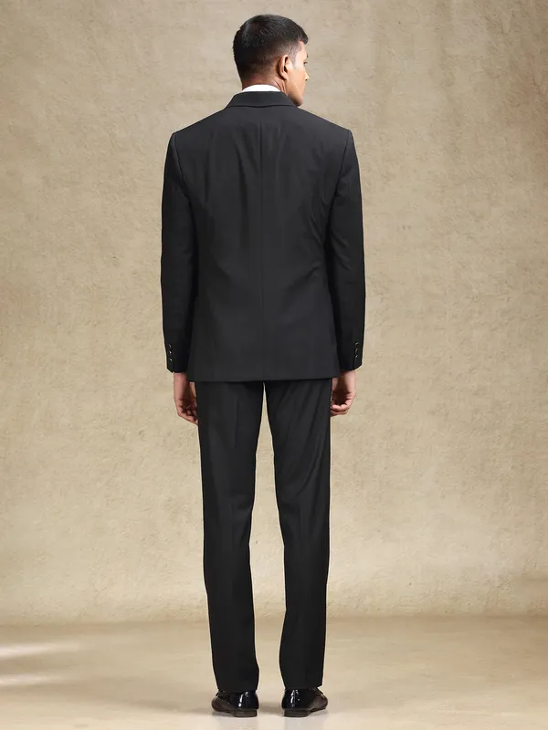 Black terry rayon coat suit for partywear
