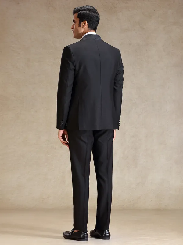 Black terry rayon coat suit for reception for mens wear