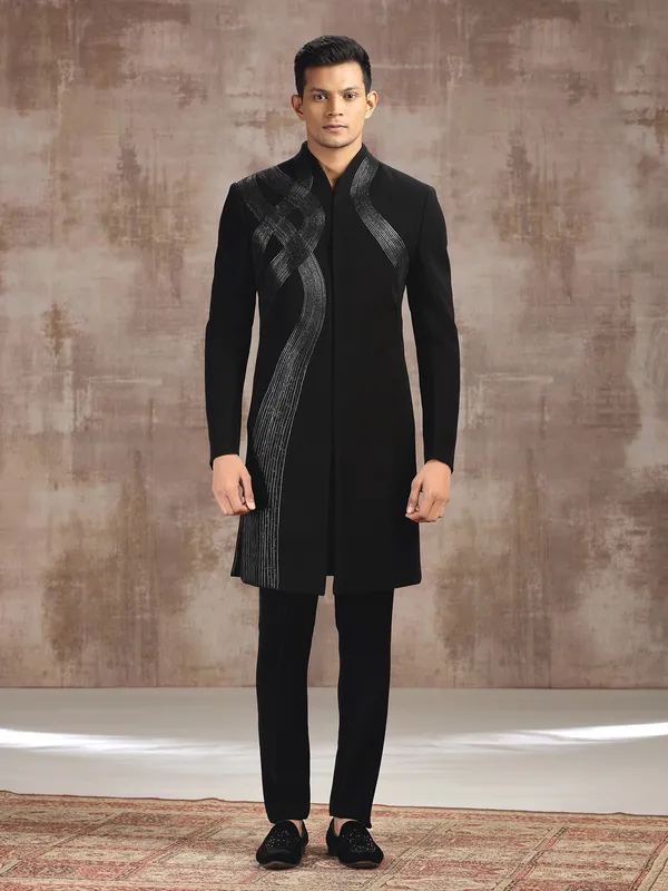 Black terry rayon indo western for receptions