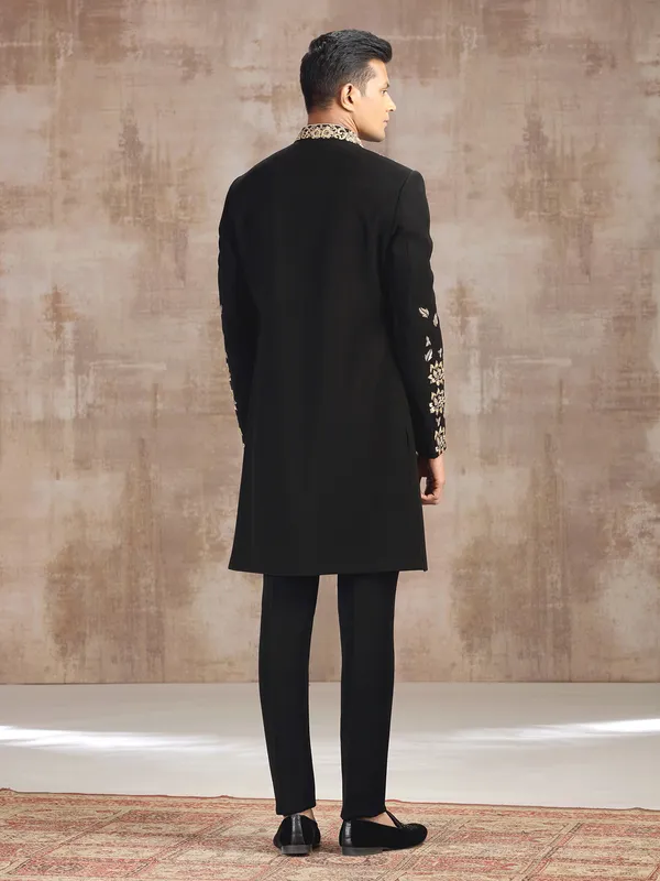 Black terry rayon indo western for wedding wear