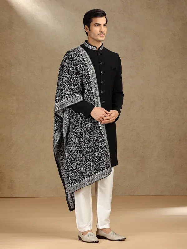 Black terry rayon indo western with dupatta