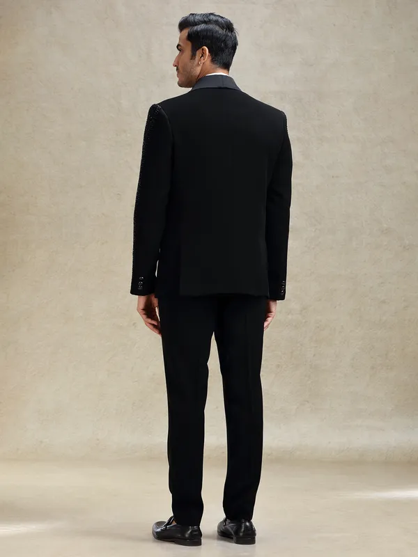 Black terry rayon reception tuxedo suit