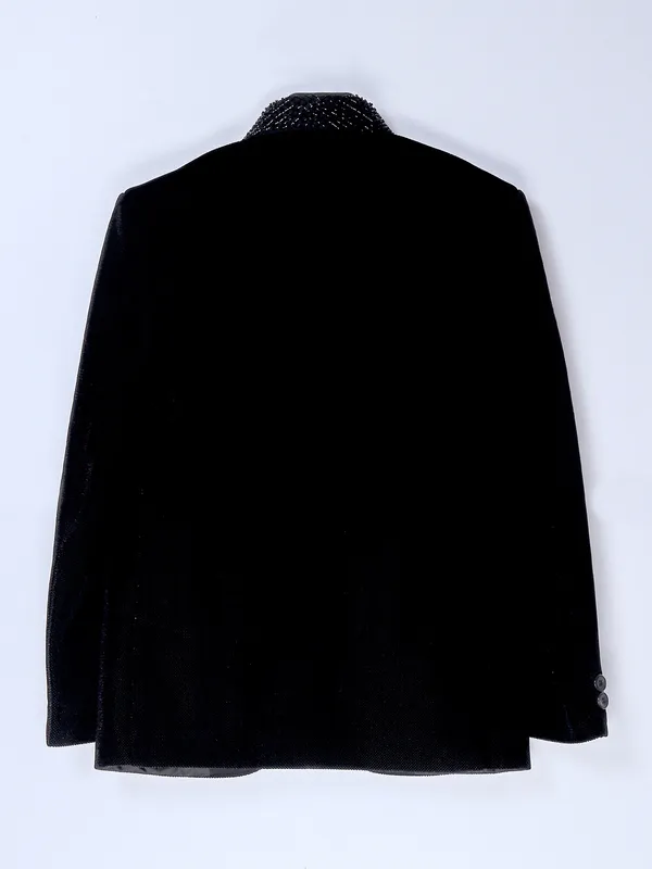Black terry rayon solid boys coat suit