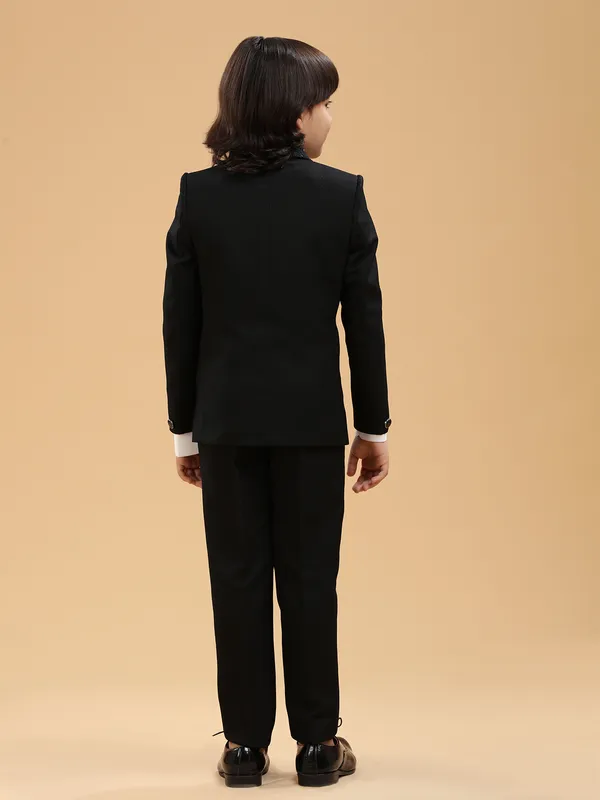 Black terry rayon tuxedo coat suit