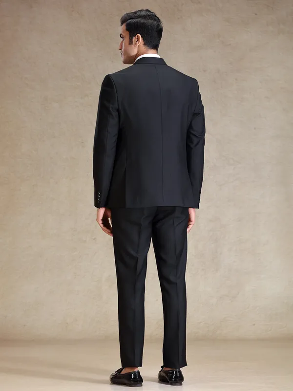 Black textured terry rayon coat suit for special events