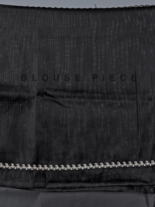 Black tissue silk saree with peacock design