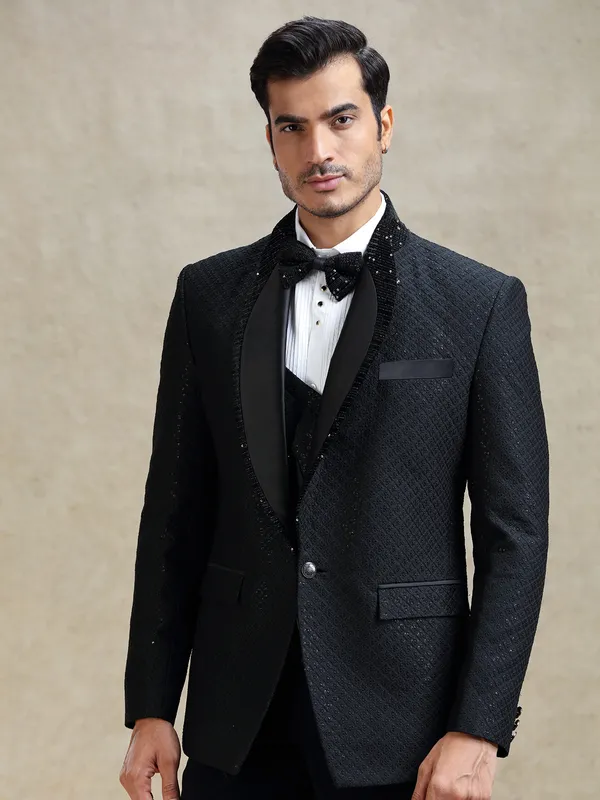 Black tuxedo suit for cocktail parties