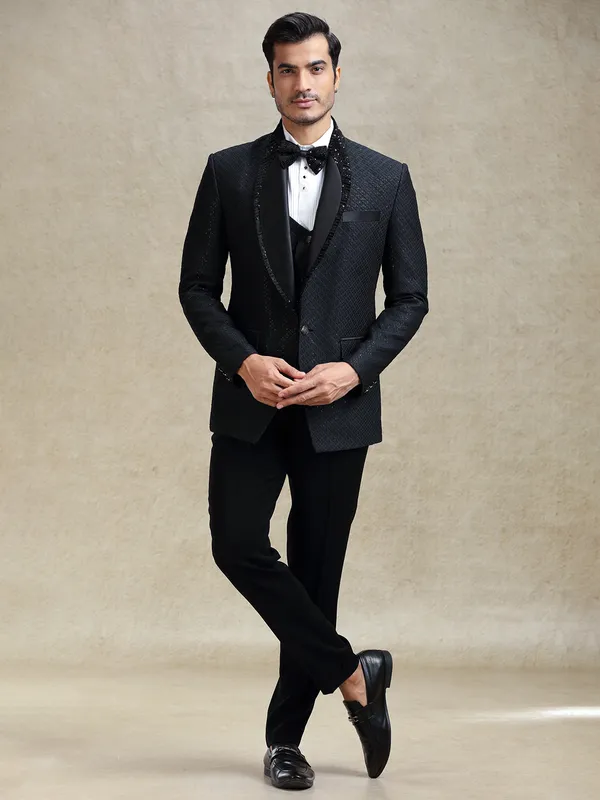 Black tuxedo suit for cocktail parties