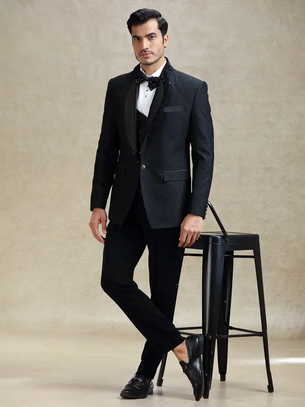 Black tuxedo suit for cocktail parties