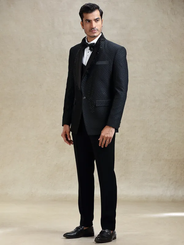 Black tuxedo suit for cocktail parties