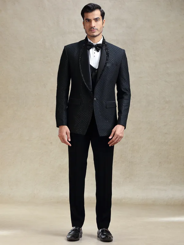 Black tuxedo suit for cocktail parties