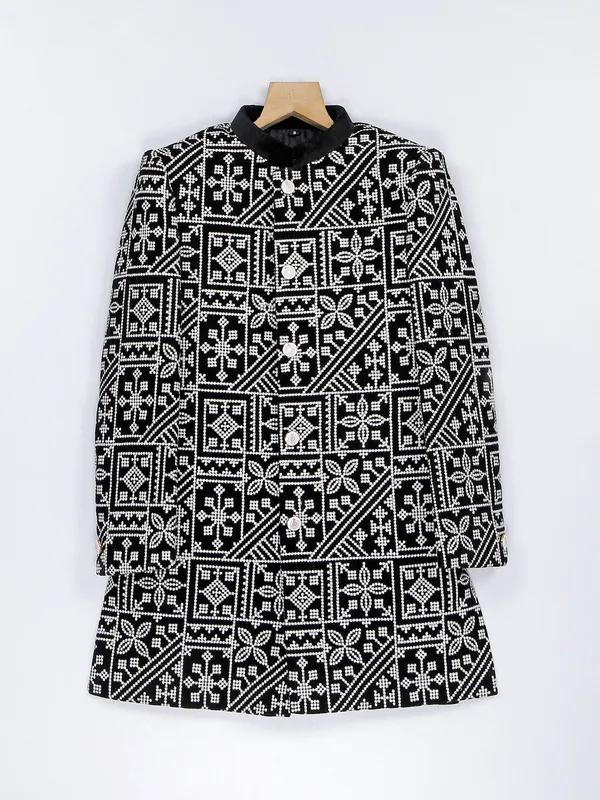 Black velvet reception wear indowestern