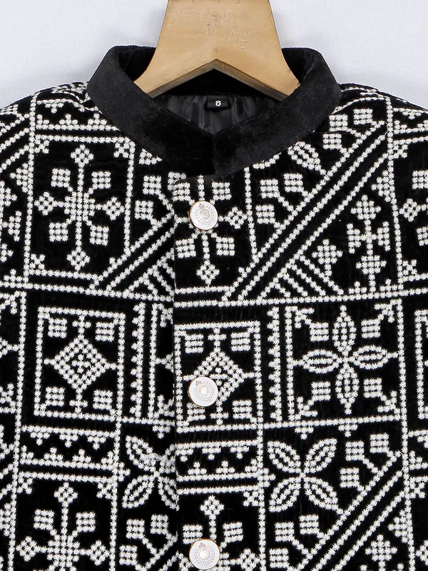 Black velvet reception wear indowestern