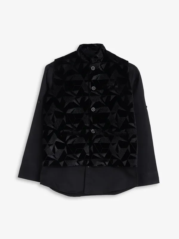 Black velvet waistcoat with shirt