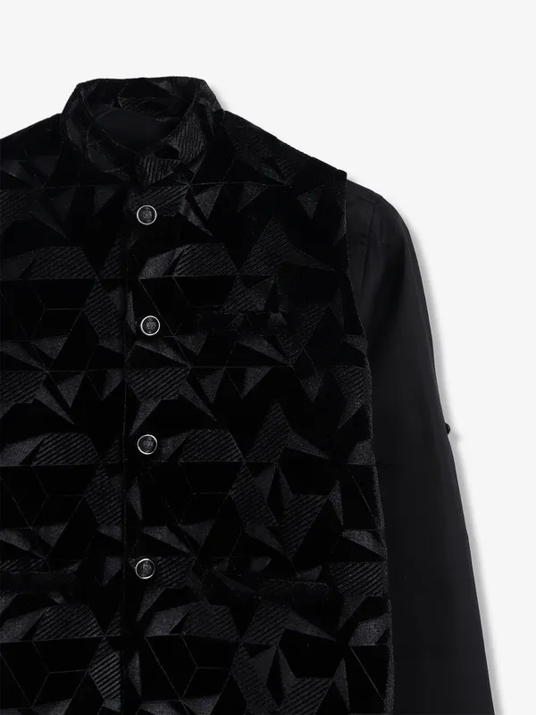 Black velvet waistcoat with shirt