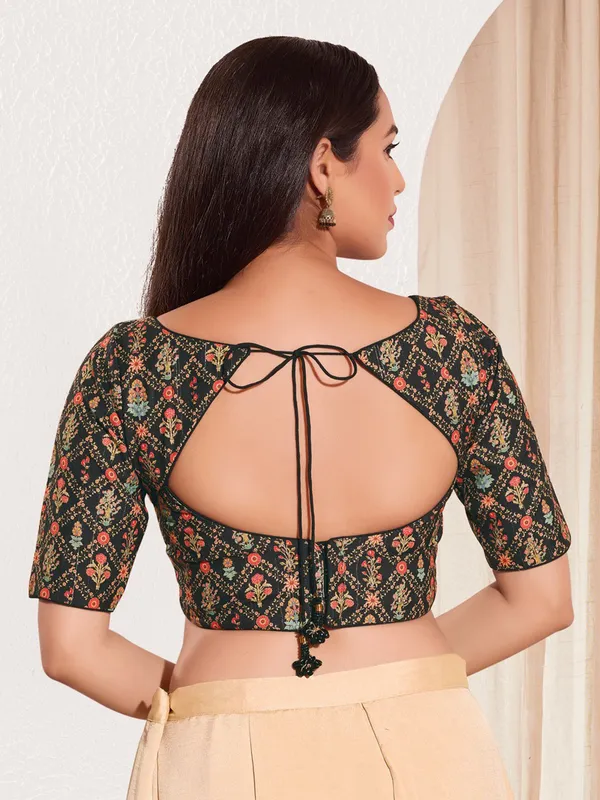 Black viscose rayon ready made blouse