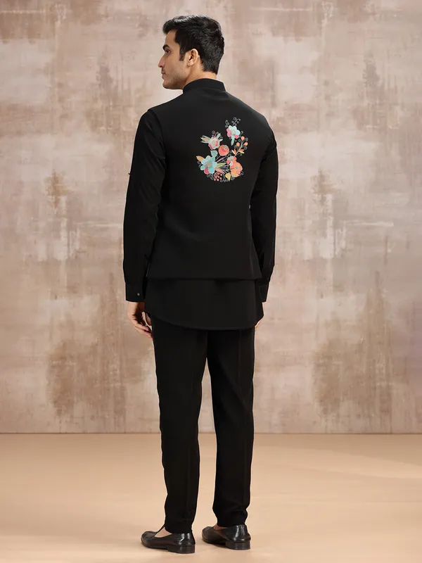 Black waistcoat set for men in terry rayon