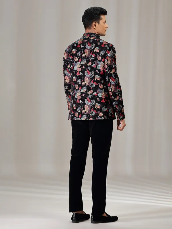 Black wedding wear jodhpuri suit with embroidery