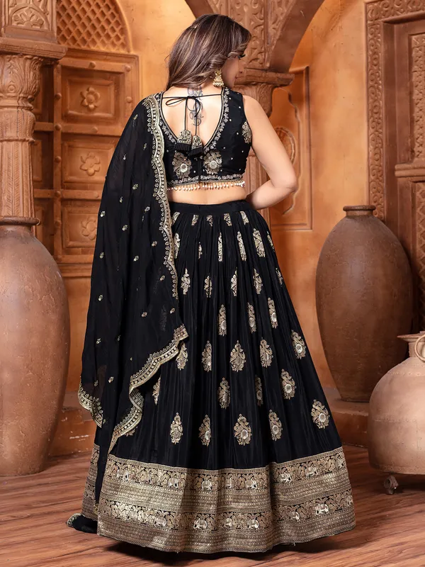 Black wedding wear silk elegant lehenga choli