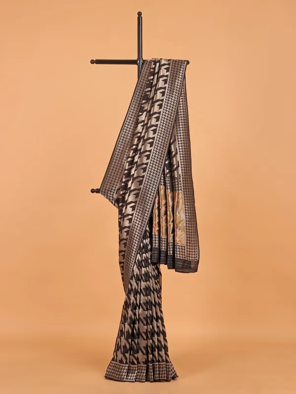 Black zari weaving dola silk saree for festive