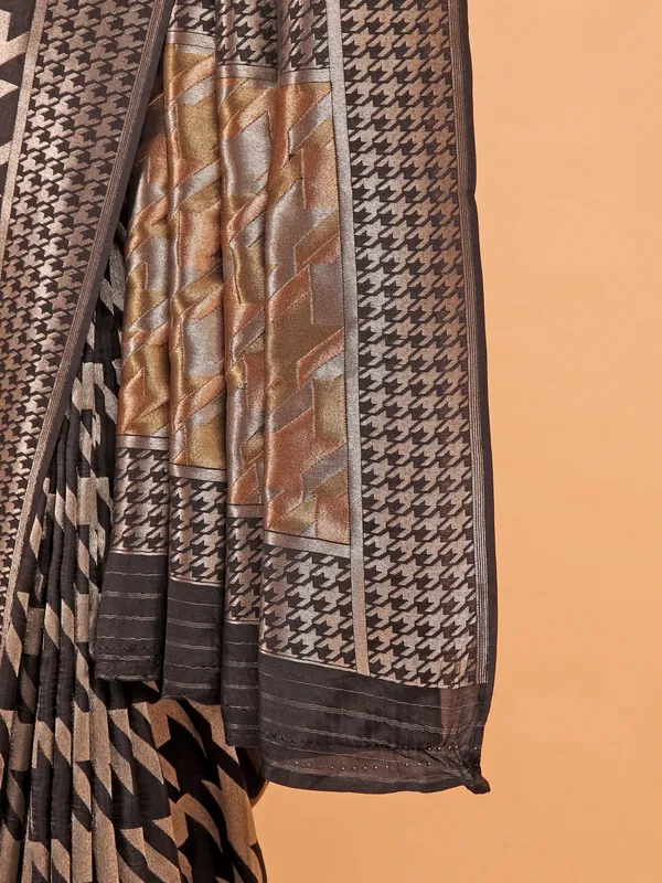 Black zari weaving dola silk saree for festive