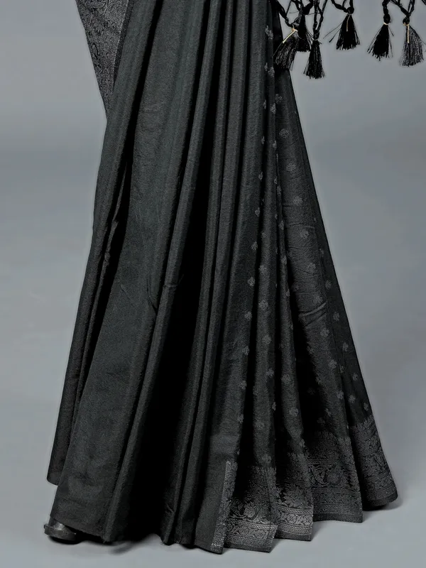 Black zari woven cotton silk saree delight