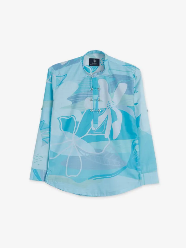 Blazo aqua printed kurta style shirt