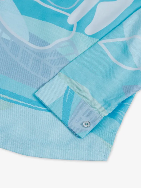 Blazo aqua printed kurta style shirt