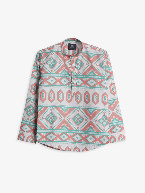 Blazo beige and peach printed kurta style shirt