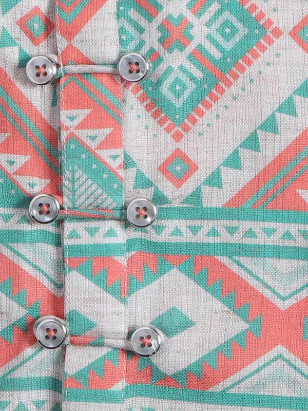 Blazo beige and peach printed kurta style shirt