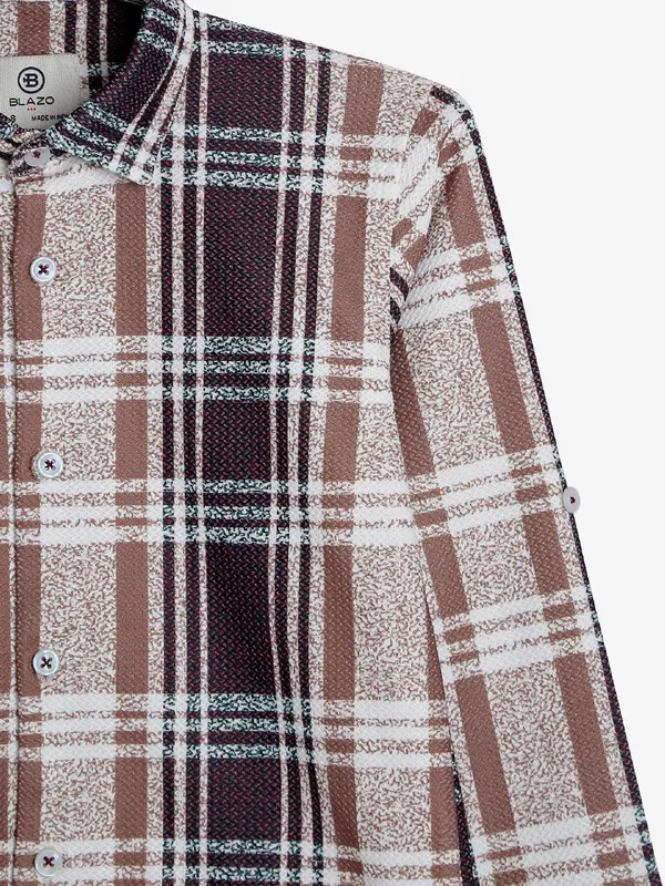 Blazo beige cotton checks shirt