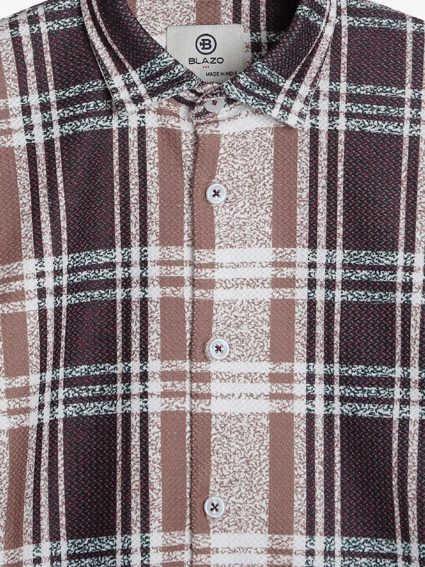 Blazo beige cotton checks shirt