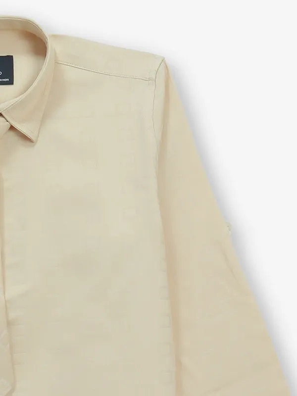 BLAZO beige cotton shirt with print