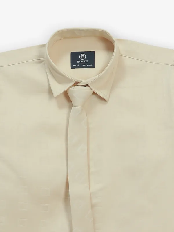 BLAZO beige cotton shirt with print