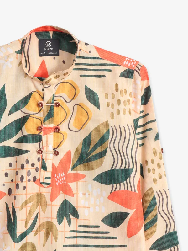 Blazo beige printed cotton shirt