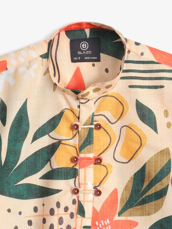 Blazo beige printed cotton shirt