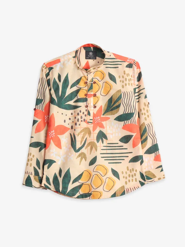 Blazo beige printed cotton shirt