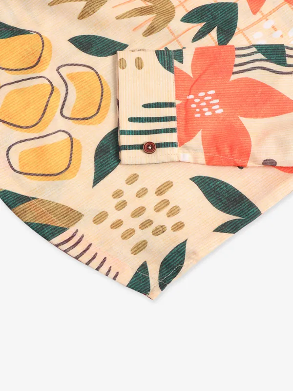 Blazo beige printed cotton shirt