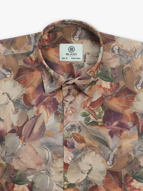 BLAZO beige printed cotton shirt for boys