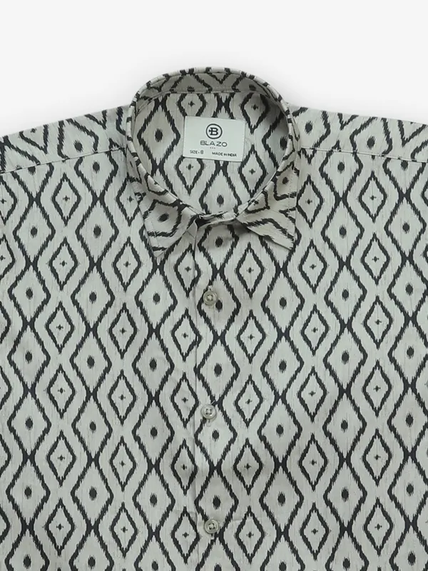 BLAZO beige printed cotton shirt for casual wear