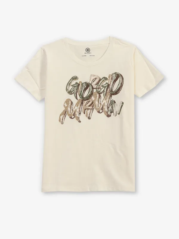 BLAZO beige printed cotton shirt with t-shirt