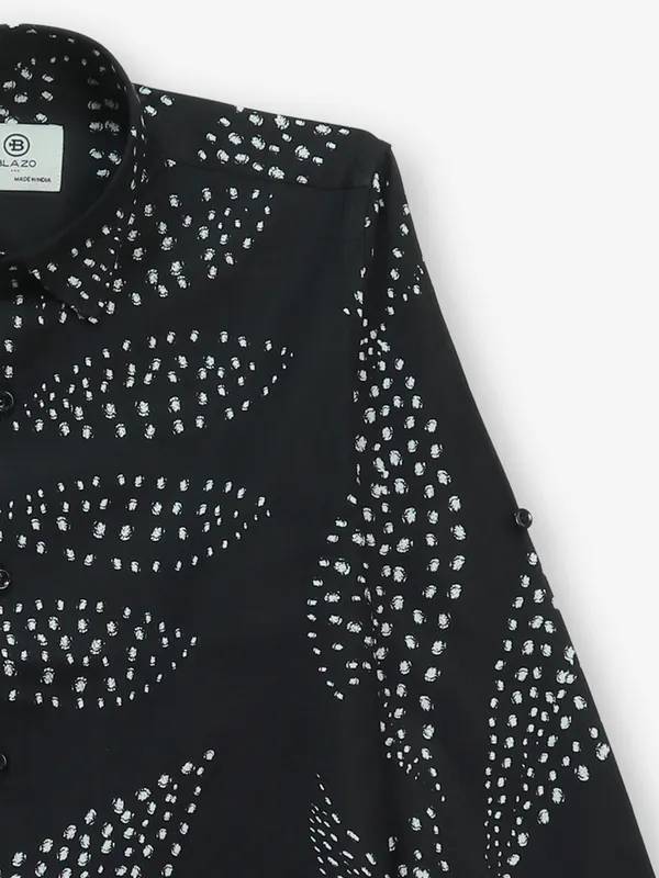 BLAZO black cotton shirt with print