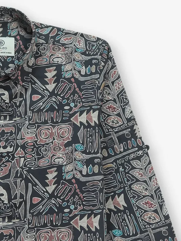 BLAZO black printed cotton shirt for boys