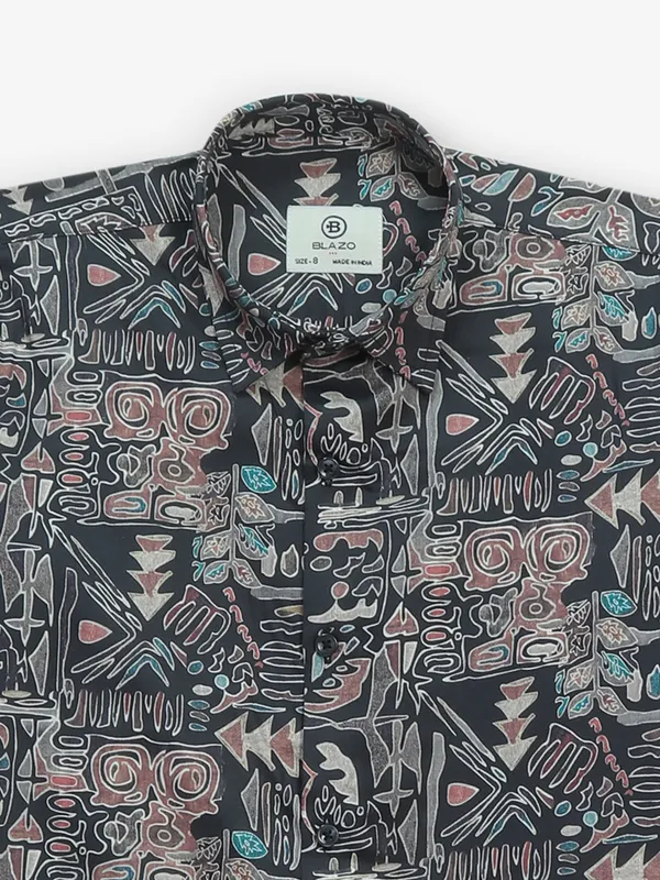 BLAZO black printed cotton shirt for boys