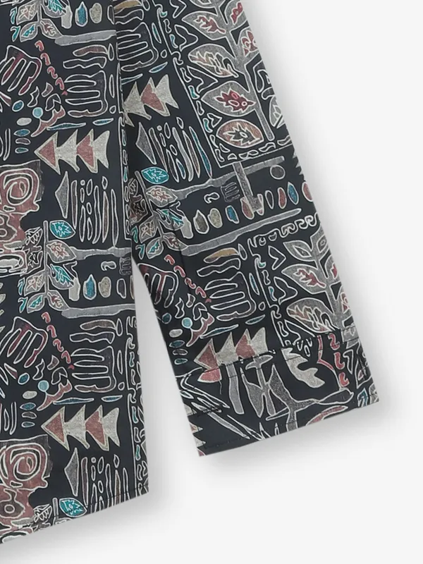 BLAZO black printed cotton shirt for boys